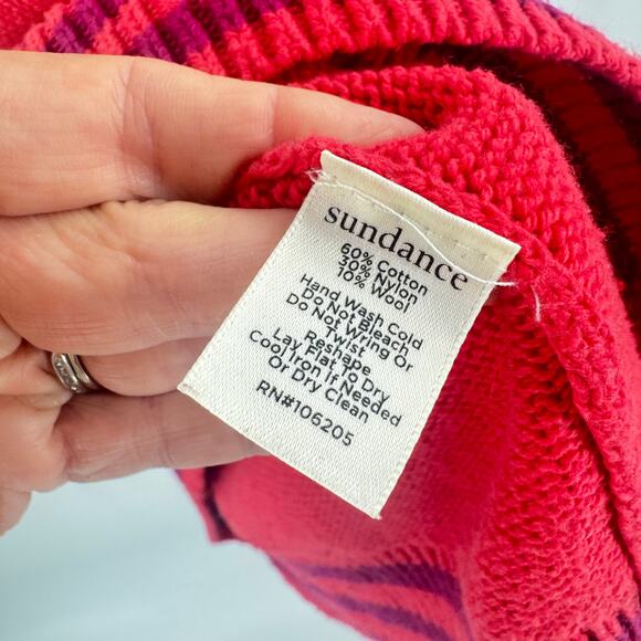 Sundance Red Fair Isle Knit Sweater Women’s Size S Nordic Boho Winter Pullover - Picture 4 of 5